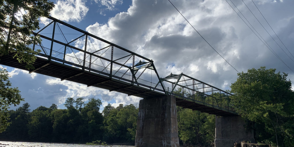 View of the Upper Bridge from the Ausable River.  Save Keeseville Historic Bridge